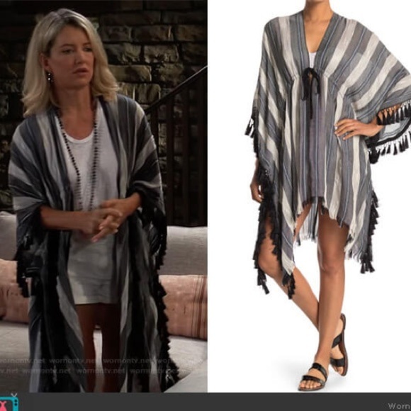 BCBGMaxAzria Stripe Beach Coverup Fringe - Picture 4 of 14